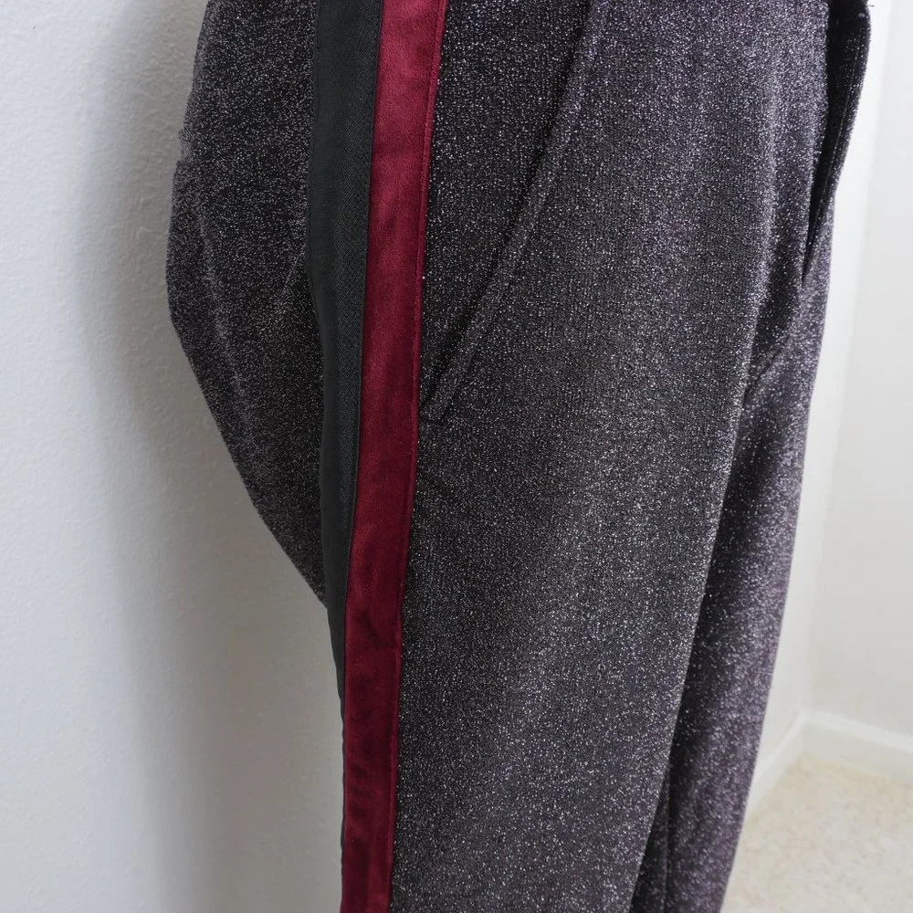 Scotch & Soda Black Red Wine Side Stripe Metallic Glitter Low Rise Size SZ Pant - Picture 9 of 16